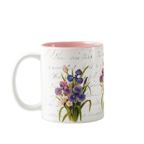 Spring Bouquet of Irises - Pretty Pink and Purple Pastels - Coffee Mug