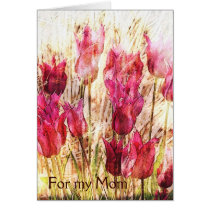 Spring bright pink tulips cards