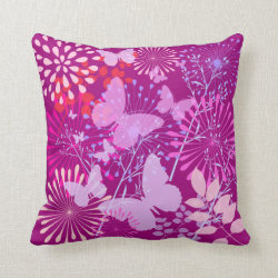 Spring Butterfly Garden Vibrant Purple Pink Girly Pillow