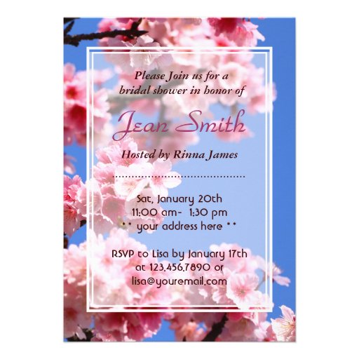Spring Cherry Blossoms Bridal Shower Invitation