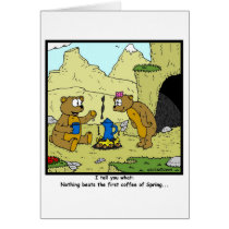 Spring Coffee: Bear Cartoon Greeting Card