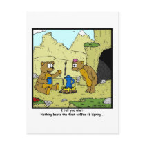 Spring Coffee: Bear Cartoon Postcard
