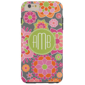 Spring Colorful Floral Pattern Custom Monogram Tough iPhone 6 Plus Case