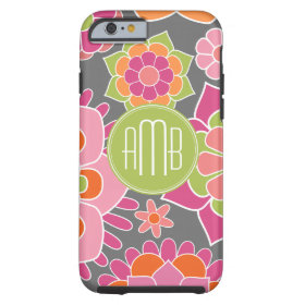 Spring Colorful Floral Pattern Custom Monogram Tough iPhone 6 Case