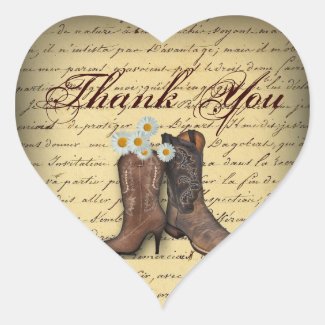 Spring Cowboy Boots Western Country Wedding Heart Stickers