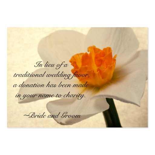 Spring Daffodil Wedding Charity Card Business Card (front side)