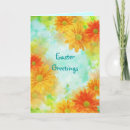 Spring Daisy Floral - Easter Card - Lovely floral collage with orange and golden yellow flowers on an aqua background. This is a delightfully different Easter look.