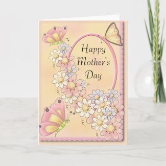 Spring Daisy Flowers &amp; Butterflies Mother&#39;s Day Card
