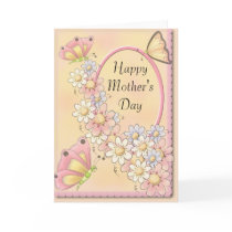 Spring Daisy Flowers & Butterflies Mother's Day Card