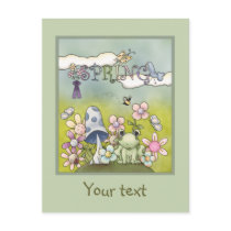 Spring design with frog and flowers postcard