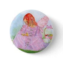 Spring Easter Fairy Bunny  Button