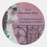 Spring Fancy in Rose and Green - Address Labels Round Sticker