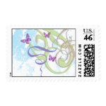 Spring Fantasy -Swirls & Butterflies Med. Postage stamp