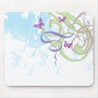 Spring Fantasy - Swirls & Butterflies - Mousepad mousepad