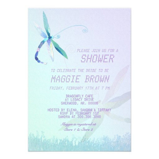 Spring Field Dragonfly Bridal Shower Invitations