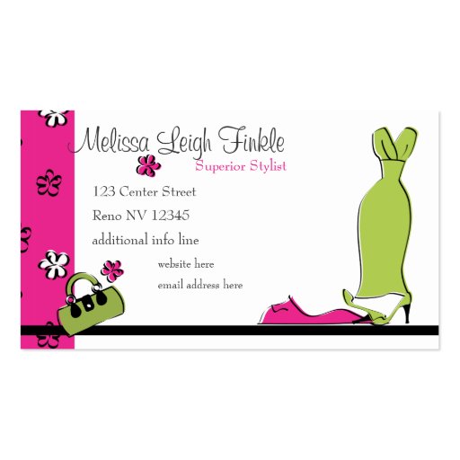 Spring Fling Fashion Business Card Templates (front side)