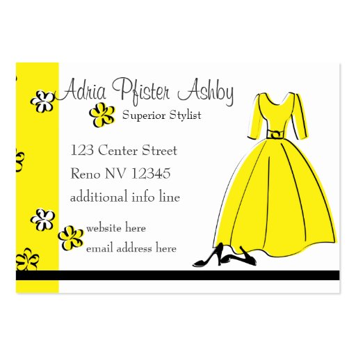 Spring Fling Fashion Yellow Business Card Templates
