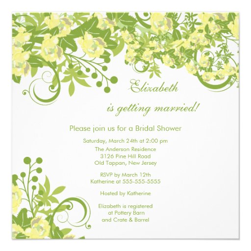 Spring Floral Bridal Shower Invitation Yellow