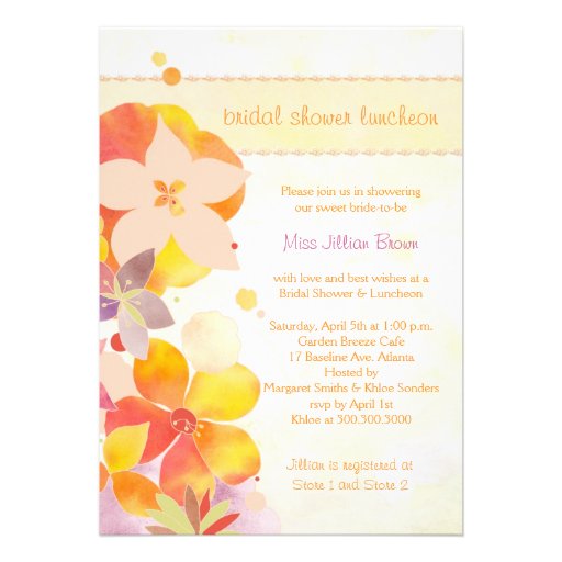Spring Floral Bridal Shower Luncheon Party Invites