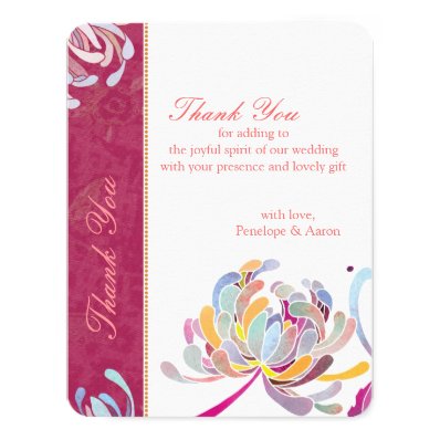Spring Floral Fuchsia Wedding Thank You Cards