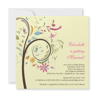 Spring Floral Tree Bridal Shower Invitation