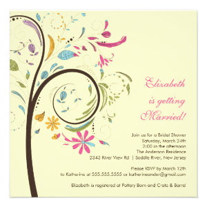 Spring Floral Tree Bridal Shower Invitation