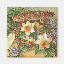 "Spring Flower Basket" Vintage Magnets
