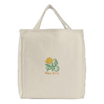 Spring Flower Customizable Emb. Tote Bag embroidered bags