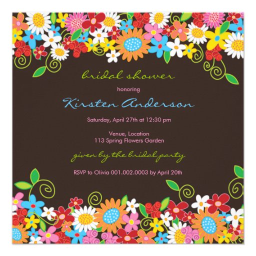Spring Flower Garden Daisies Bridal Shower Invite