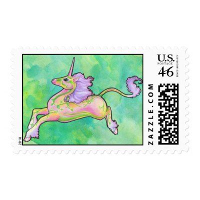 Spring Flower Unicorn Postage by WhimsyWorld