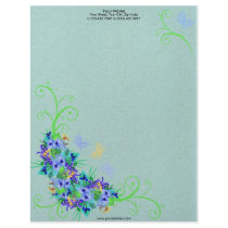 Spring Flower with Butterflies Letterhead