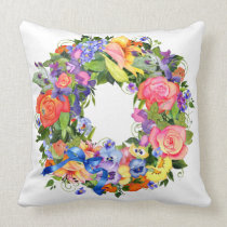 Spring Flower Wreath Pillow pillows