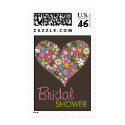 Spring Flowers 2 Heart Love Bridal Shower Stamps