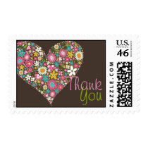Spring Flowers 2 Heart Love Thank You Stamps