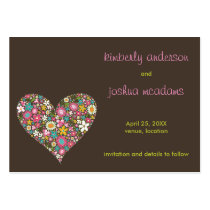 Spring Flowers 2 Heart Mini Save The Date Card / Business Card Template