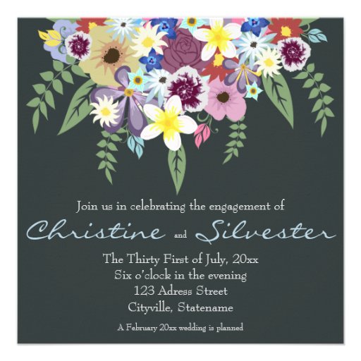 Spring Flowers, 5.25x5.25 engagement Custom Invites