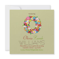 Spring Flowers Baby Girl Photo Birth Announcement