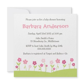 Spring Flowers Baby Shower Invitation - Girl invitation