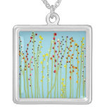 "Spring Flowers" Blue Personalized Necklace