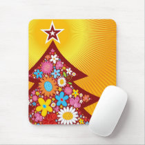 Spring Flowers Christmas Tree Mousepad