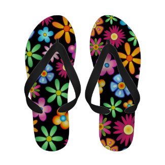 Spring Flowers Colorful Naif Design Flip_Flops Sandals