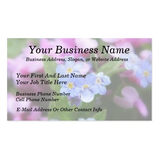 Spring Flowers - Forget Me Nots And Redbuds Business Card Template (front side)