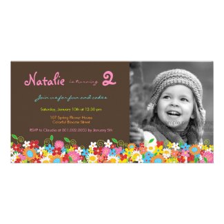 Spring Flowers Garden Birthday Invite Photo Card Personalized Photo Card