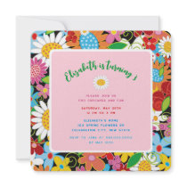 Spring Flowers Garden Birthday Photo Invitation by fat_fa_tin Spring Flowers Garden Birthday Photo Invitation