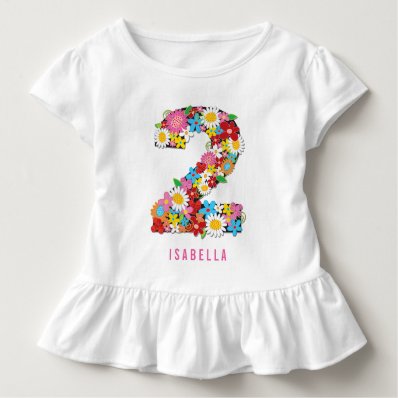 Spring Flowers Garden Two Girl 2nd Birthday Party Toddler T-shirt