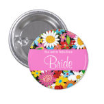 Spring Flowers Garden Wedding Bride Sweet Name Tag buttons