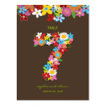 Spring Flowers Garden Wedding Party Table Number postcards
