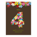 Spring Flowers Garden Wedding Party Table Number postcards