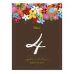 Spring Flowers Garden Wedding Party Table Number postcards