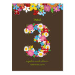 Spring Flowers Garden Wedding Party Table Number postcards